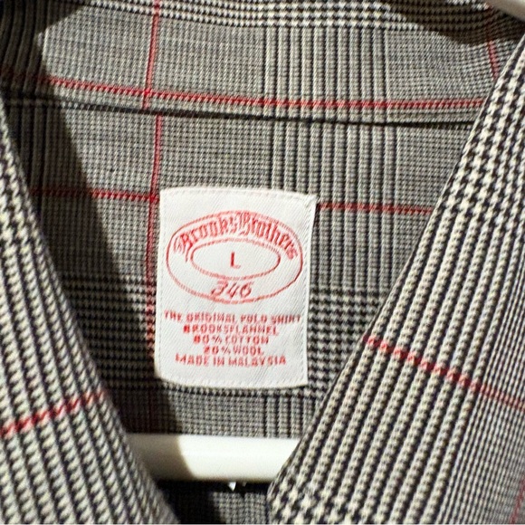 Brooks Brothers original polo flannel gray and Red Checkered Shirt Sz L - Picture 2 of 12